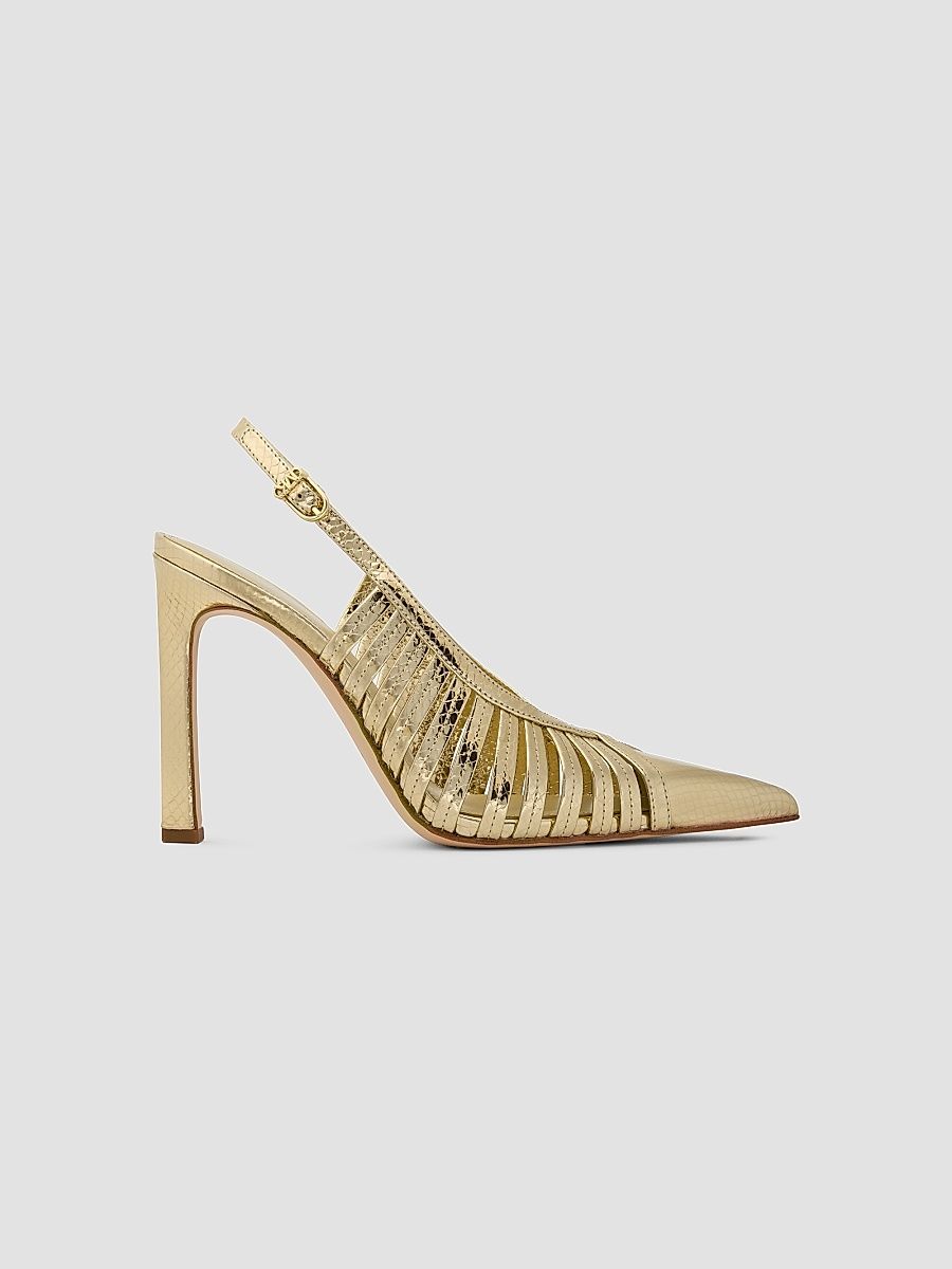 Women's Adriana 100MM Leather Slingback Pumps - Pale Gold - Size 11