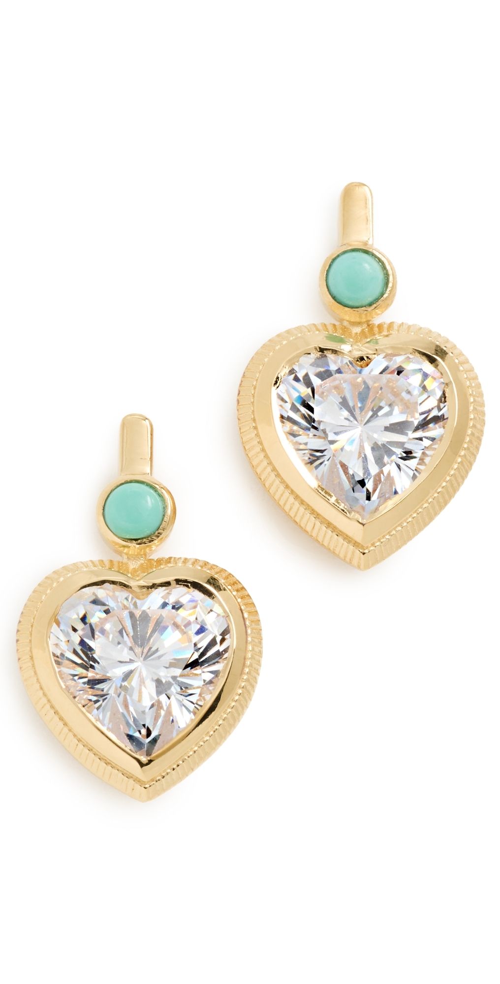 HART Bezel Heart Earrings with Turquoise Gold/Turquoise One Size