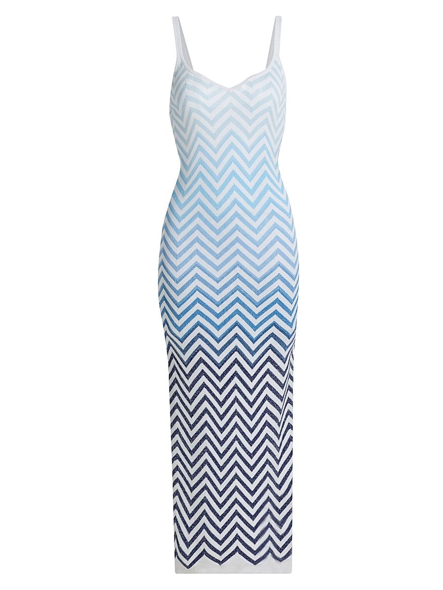 Women's Mica Gradient Zigzag Cover-Up Dress - Blue Multi - Size Medium