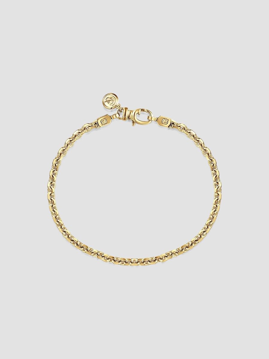 Gabriel & Co Men's Classic 14K Yellow Gold Faceted Oval-Link Chain Bracelet/4MM - Gold - Size 7.5