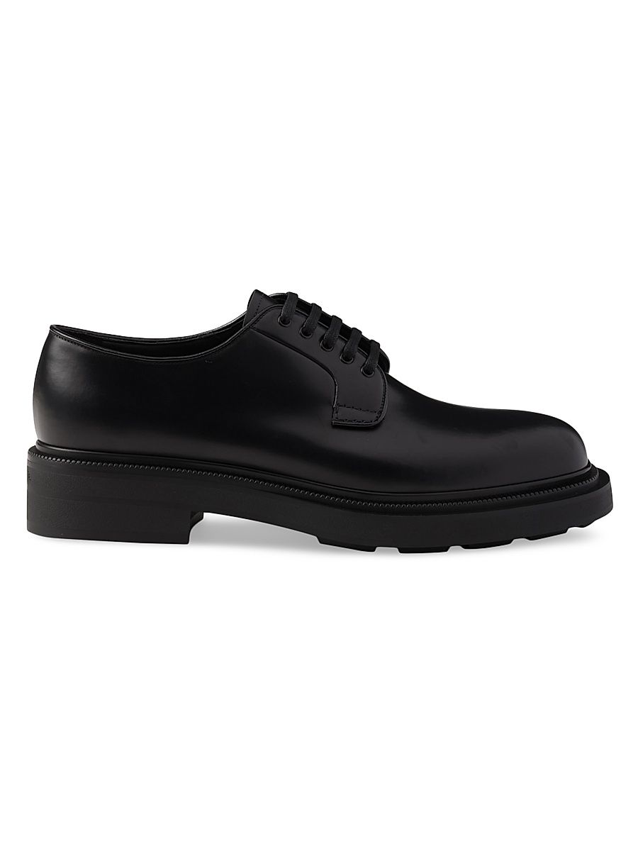 Men's Brushed Leather Derby Shoes - Black - Size 11