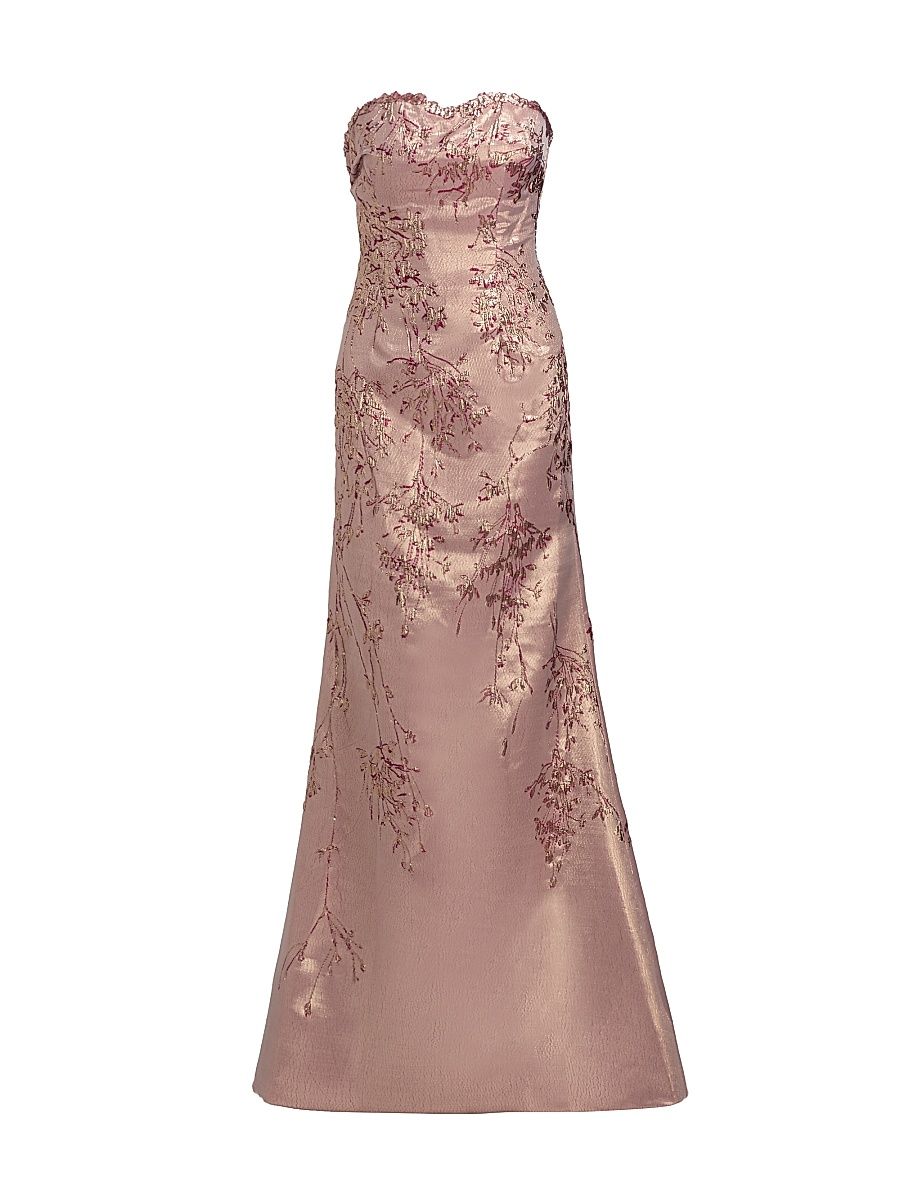 Women's Metallic Jacquard Trumpet Gown - Pink - Size 16