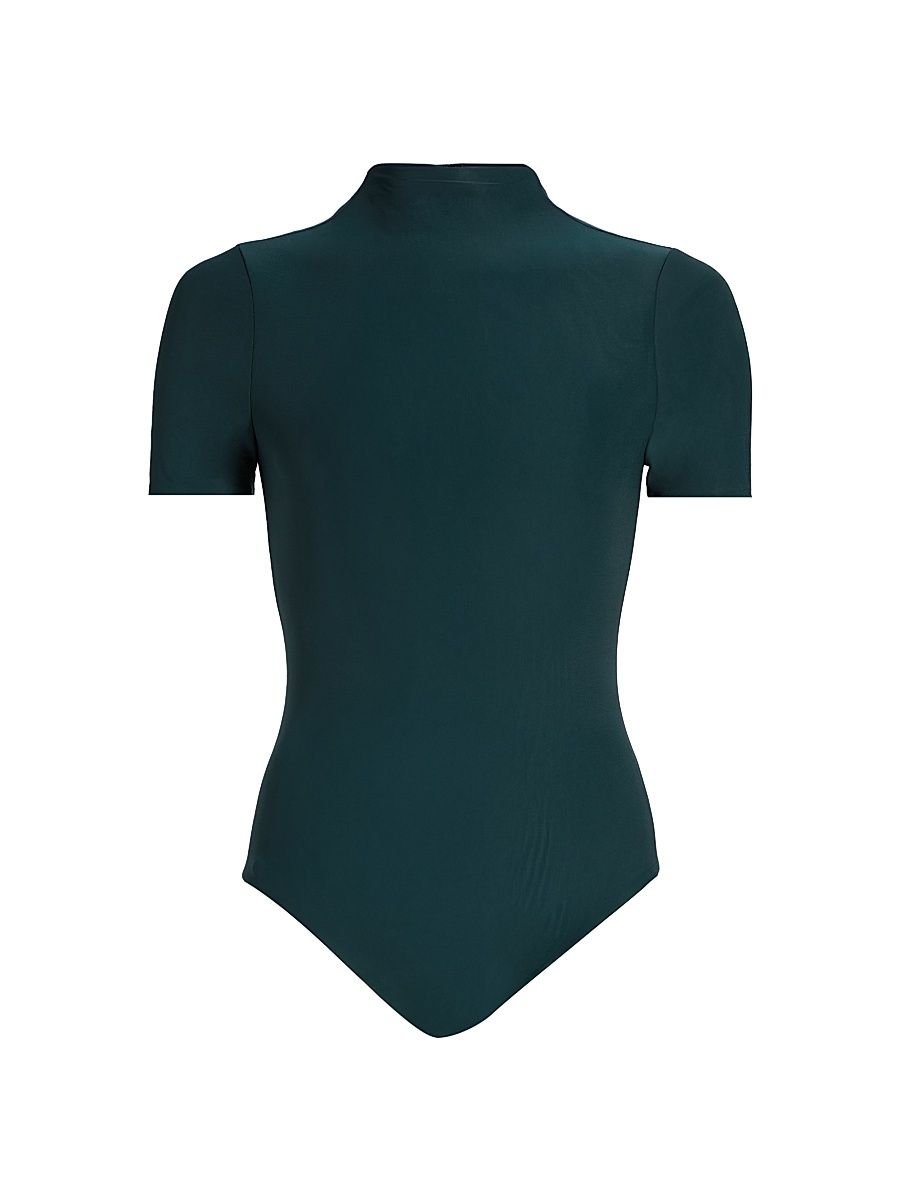 Women's Tommy Mock Turtleneck Bodysuit - Deep Teal - Size Small