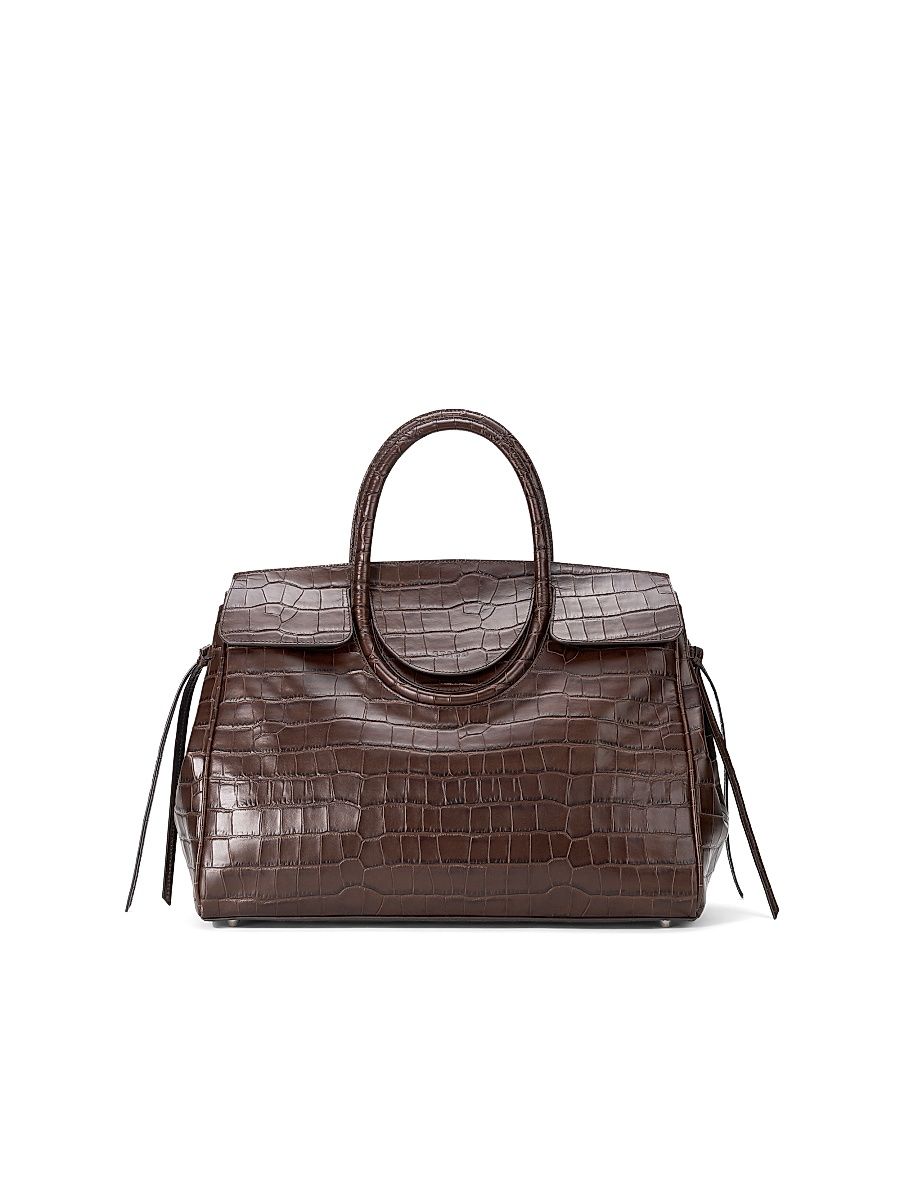 Women's Maude Crocodile-Embossed Leather Carryall - Espresso Croco