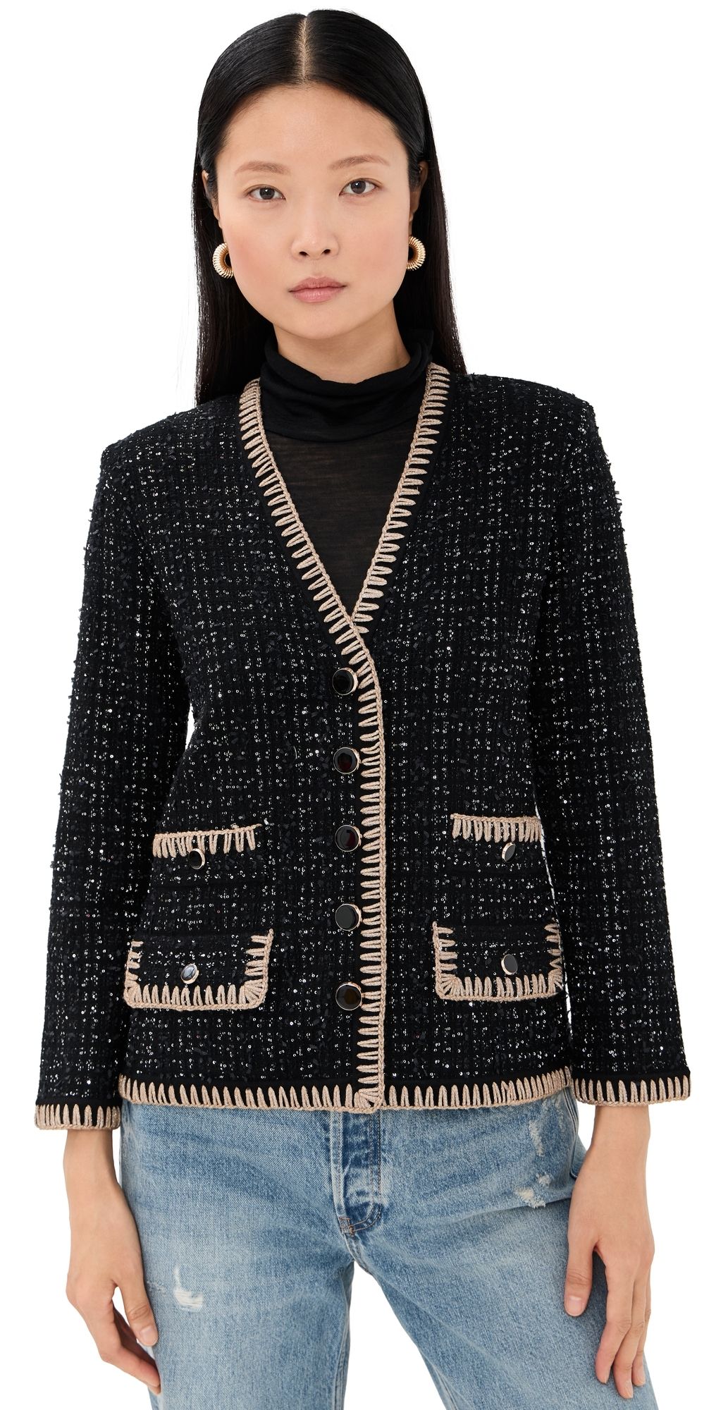 Veronica Beard Ceriani Knit Jacket Black S