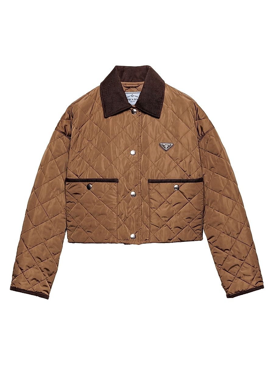 Women's Light Re-Nylon Cropped Jacket - Brown - Size 6