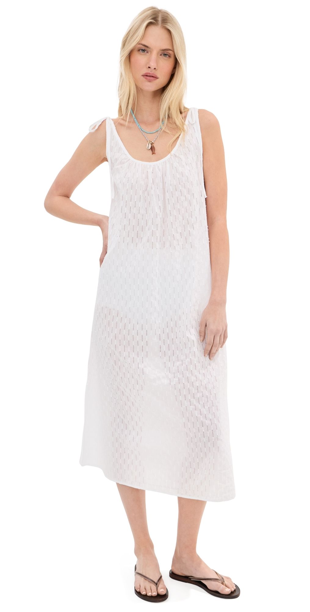 LE BOP Skylar Eyelet Maxi Dress White M