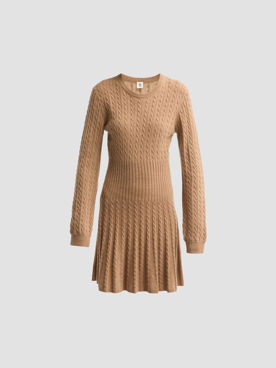 Women's Como Cable-Knit Wool-Cashmere Dress - Beige - Size 14