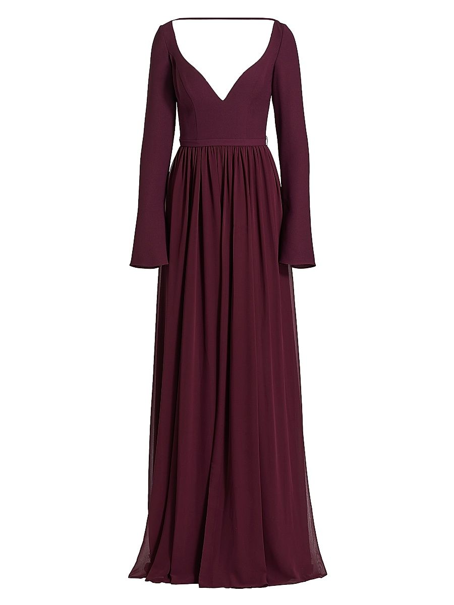 Women's Leonie V-Neckline Gown - Burgundy - Size 12