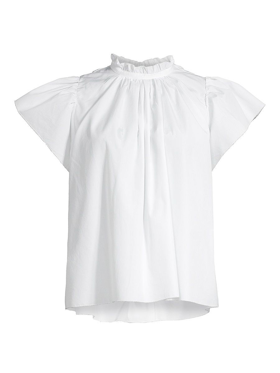 Women's Carla Highneck Blouse - White - Size Large