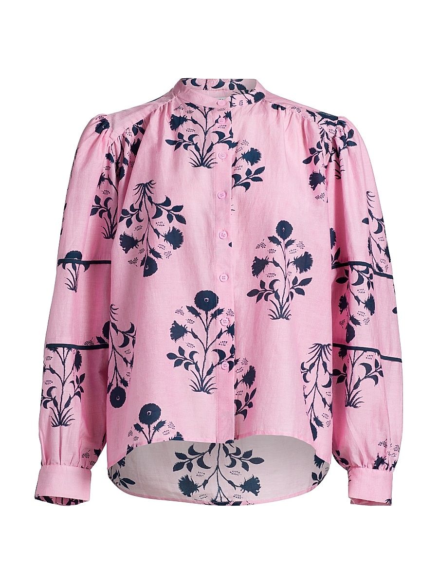 Women's Bolson Roberta Floral Cotton-Silk Voile Blouse - Pink - Size XS