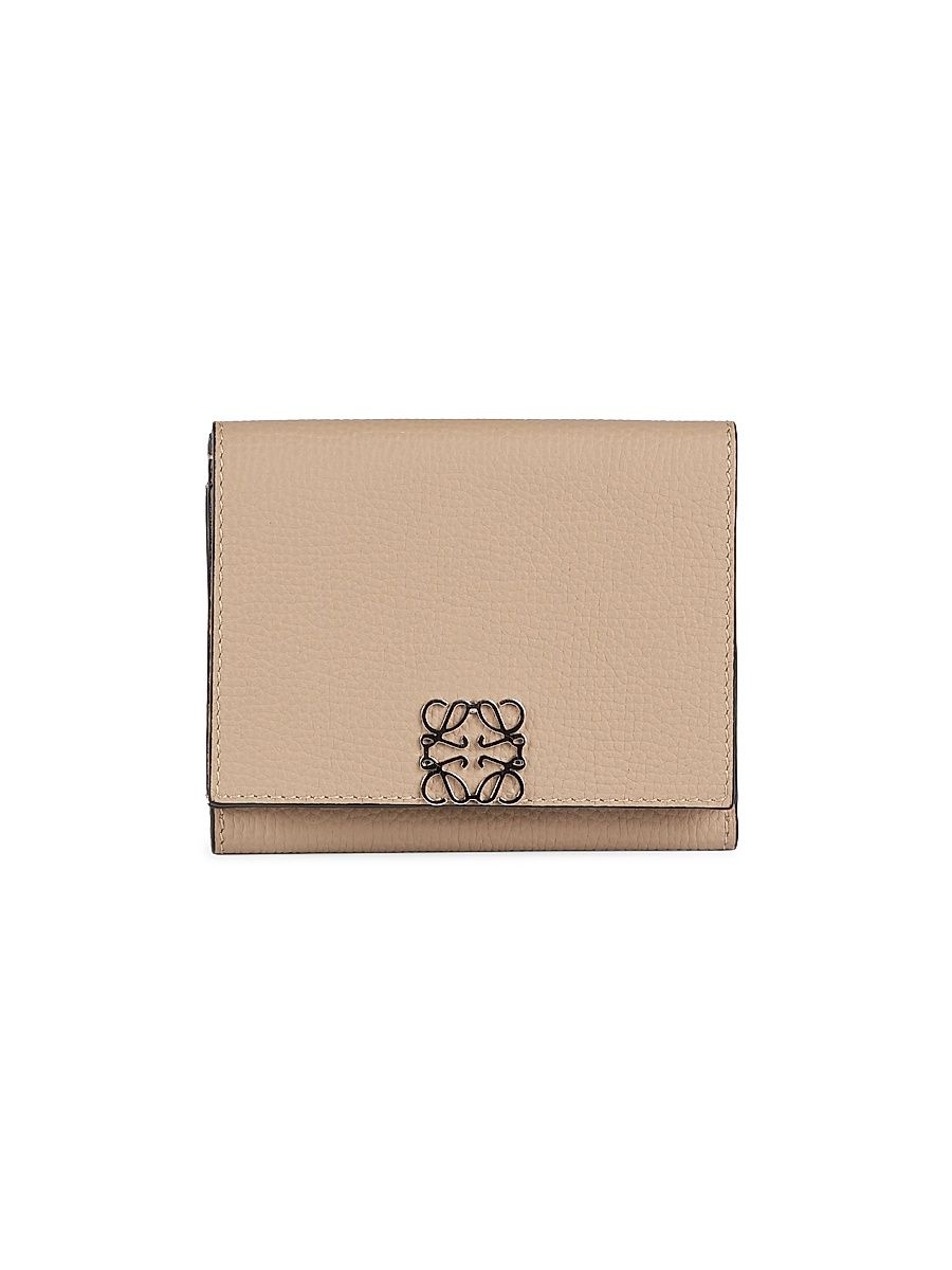 Women's Anagram Leather Trifold Wallet - Sand