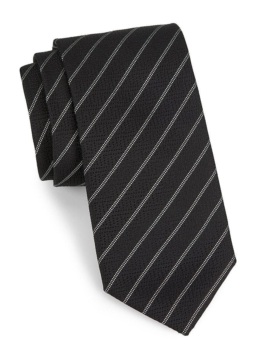 Men's Striped Silk Tie - Black