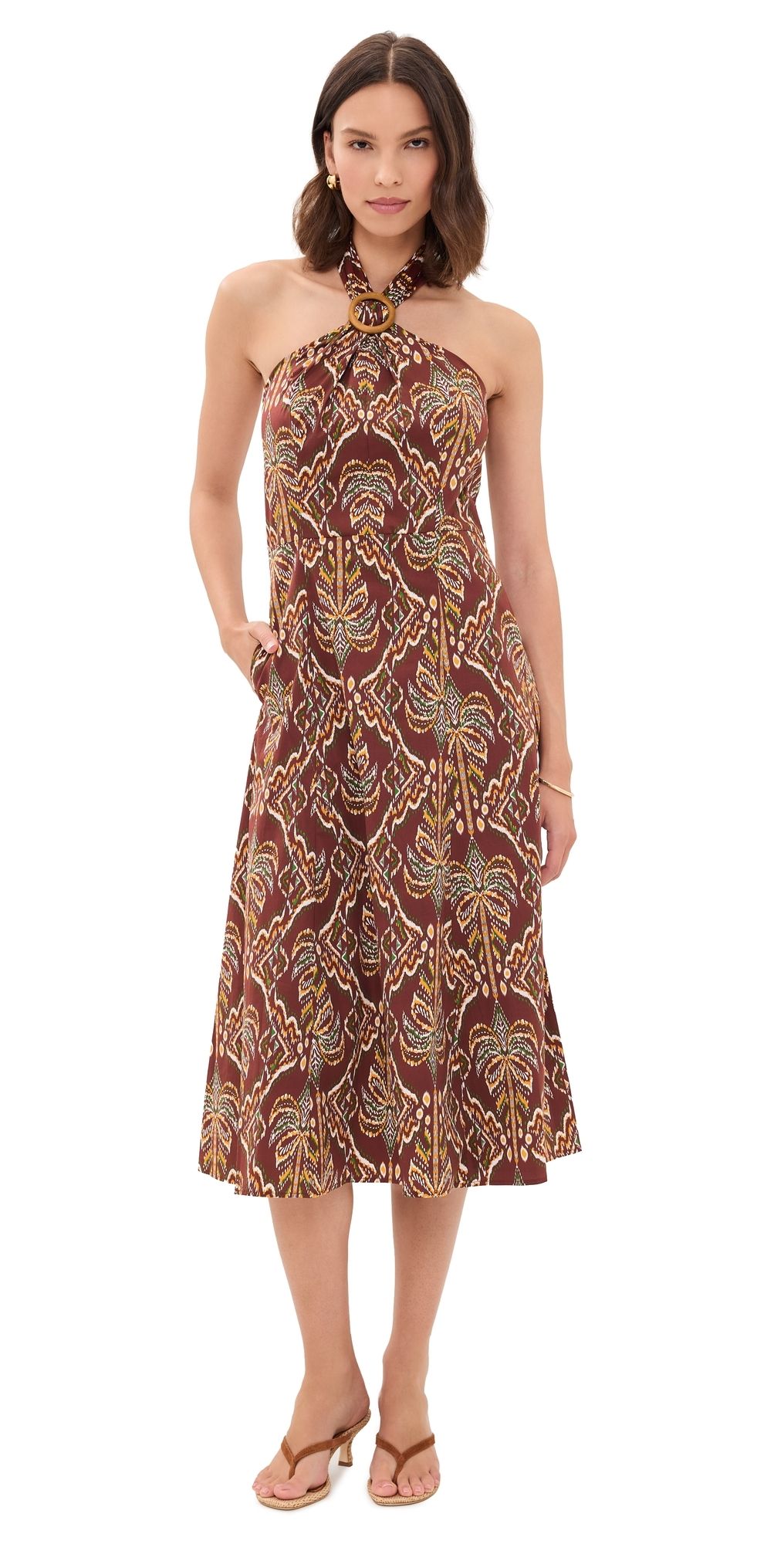 Shoshanna Lainey Midi Dress Bronze Multi 4