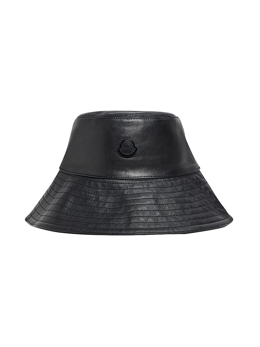 Women's Moncler x EE72 by Edward Enninful Hat in Leather - Black - Size Small