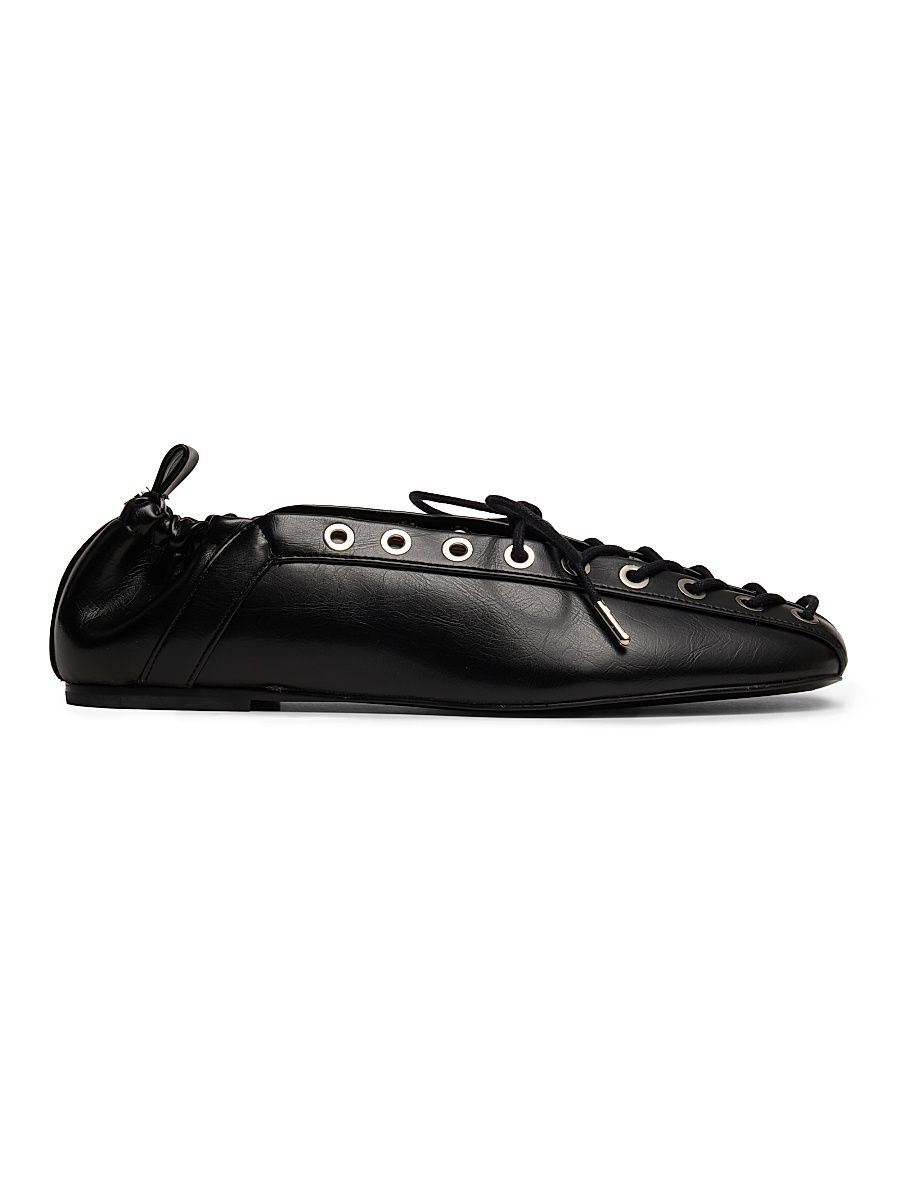 Women's Lace-Up Ballerina Flats - Black - Size 11