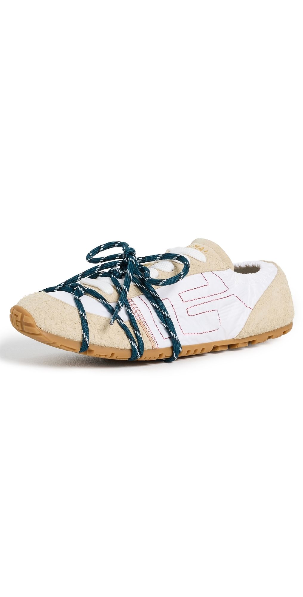 Balmain Racer 45-Suede Leather & Nylon Sneakers Crème/Blanc 41
