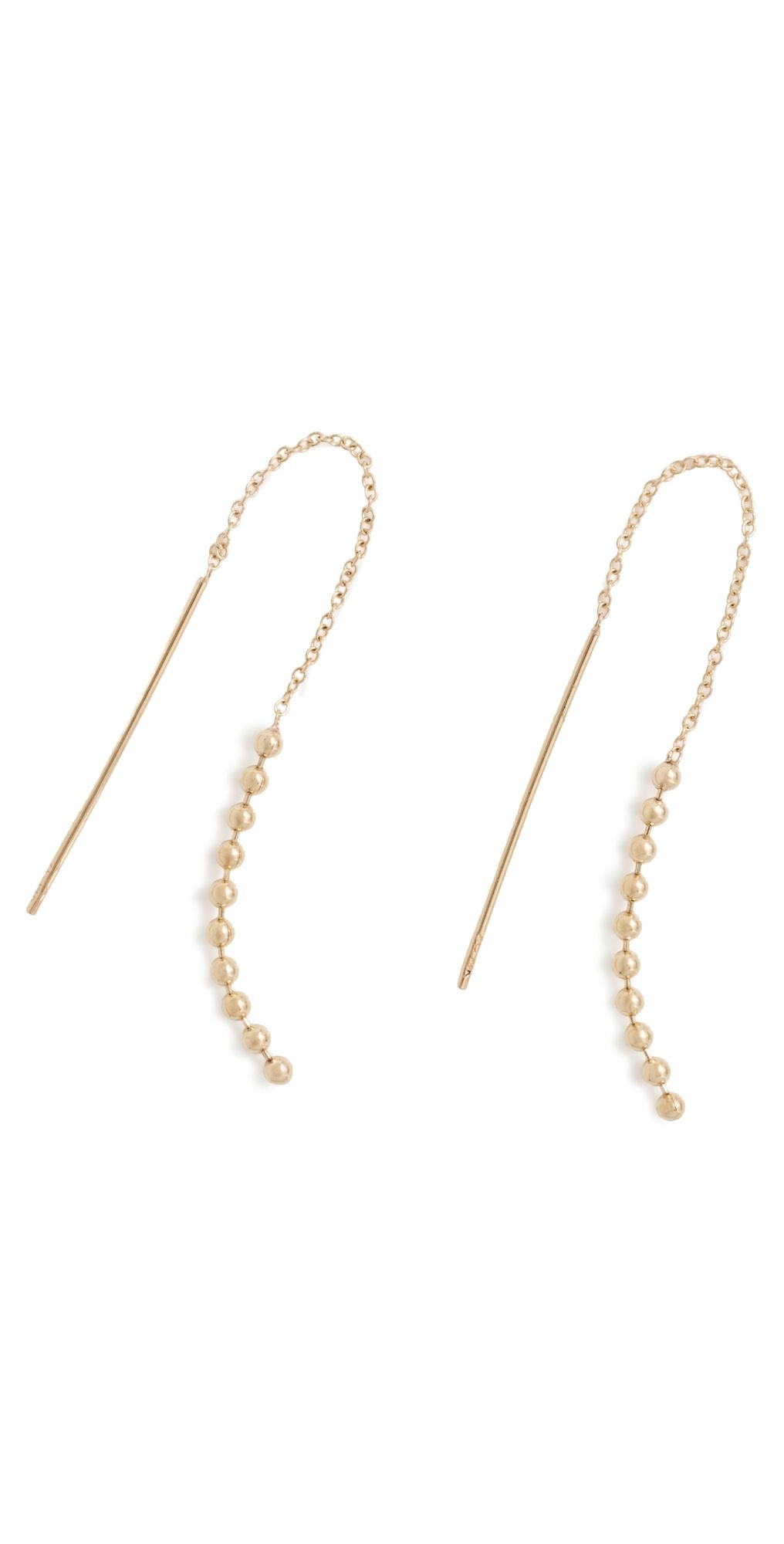 Zoe Chicco 14k Gold Beaded Chain Threader Earrings 14k Yellow Gold One Size