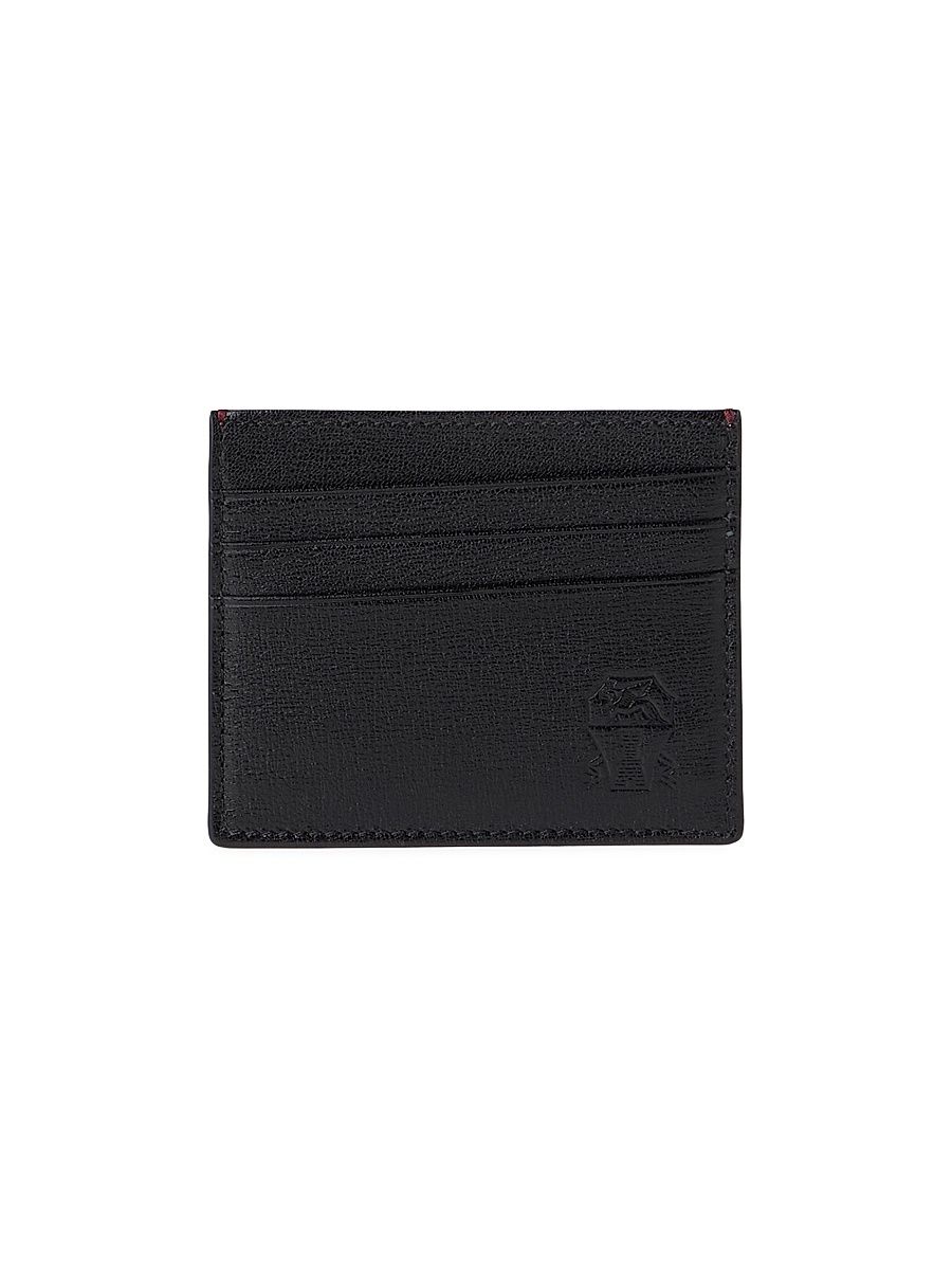 Men's Grained Leather Card Holder - Black