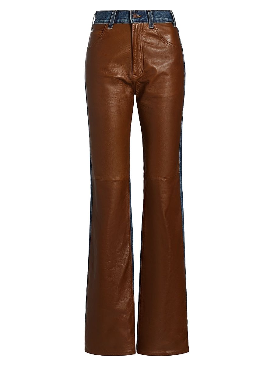 Women's Joan Paneled Straight-Leg Jeans - Simon Wash Cognac - Size 25