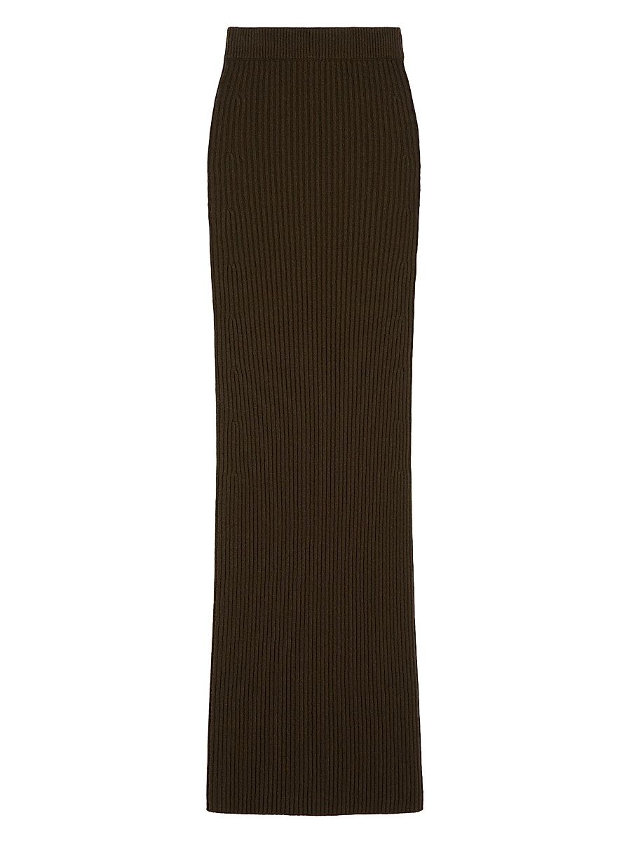 Women's Wool and Cashmere Pencil Skirt - Moss Green - Size Small