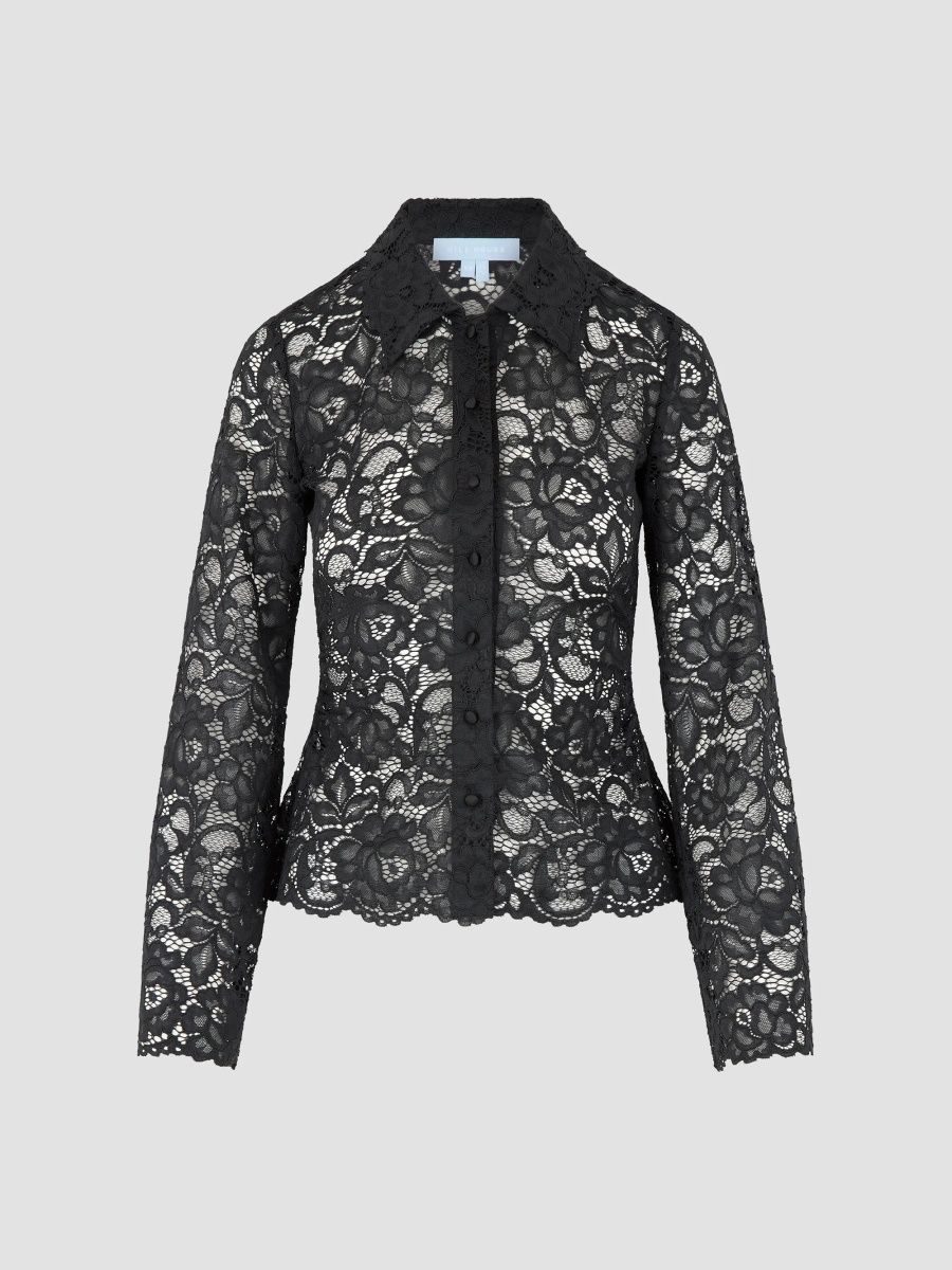 Hill House Home Women's The Jules Top - Black Stretch Lace - Size XXS