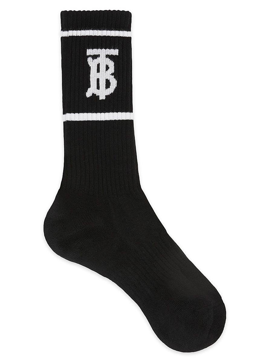 Men's Monogram Logo Crew Socks - Black - Size Medium