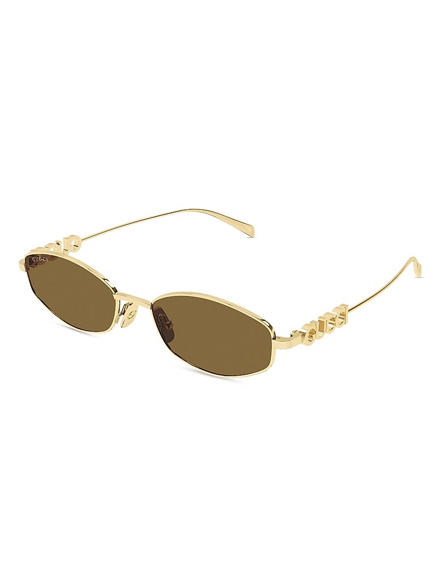 Women's Stuck GG 58MM Oval Sunglasses - Gold Black