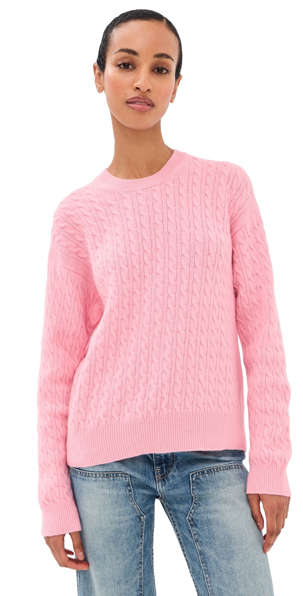 &Daughter Wool Cable Knit Pullover Pale Pink L