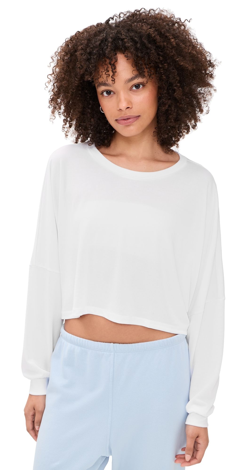 Beyond Yoga Studio Luxe Cropped Long Sleeve Tee White M
