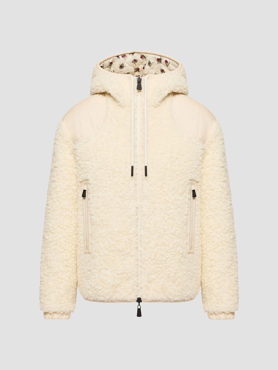 Moncler Grenoble Women's Reversible Hoodie in Teddy - White Ivory - Size XL