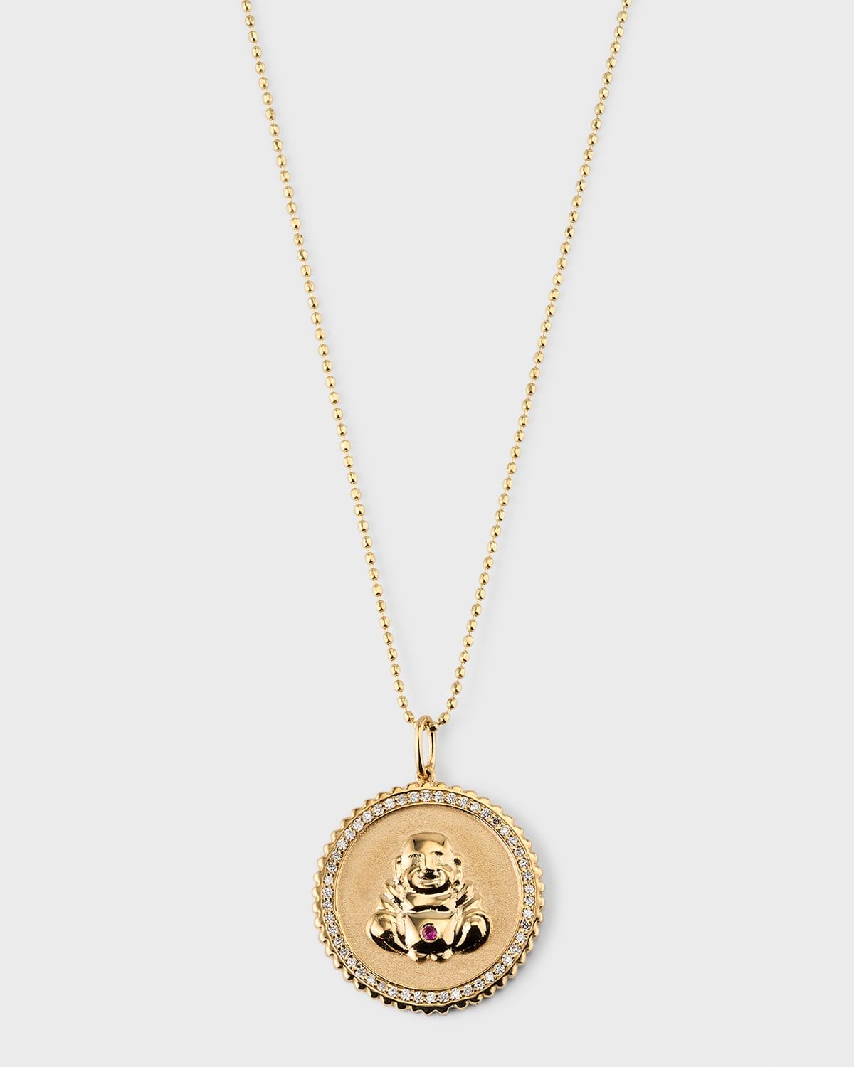 14k Buddha Coin Pendant Necklace with Diamonds