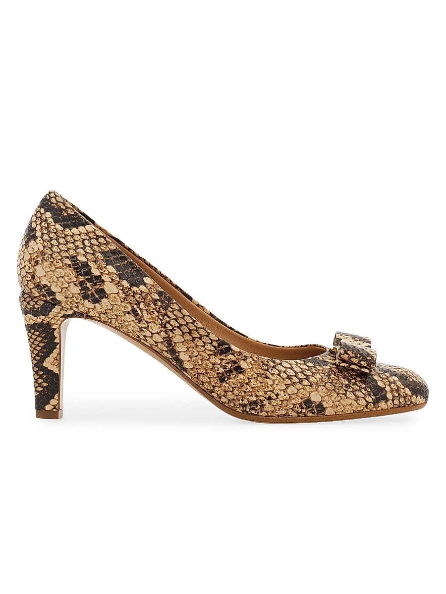 Women's Carla 70MM Snake-Embossed Leather Pumps - Natural Biscotto - Size 5.5