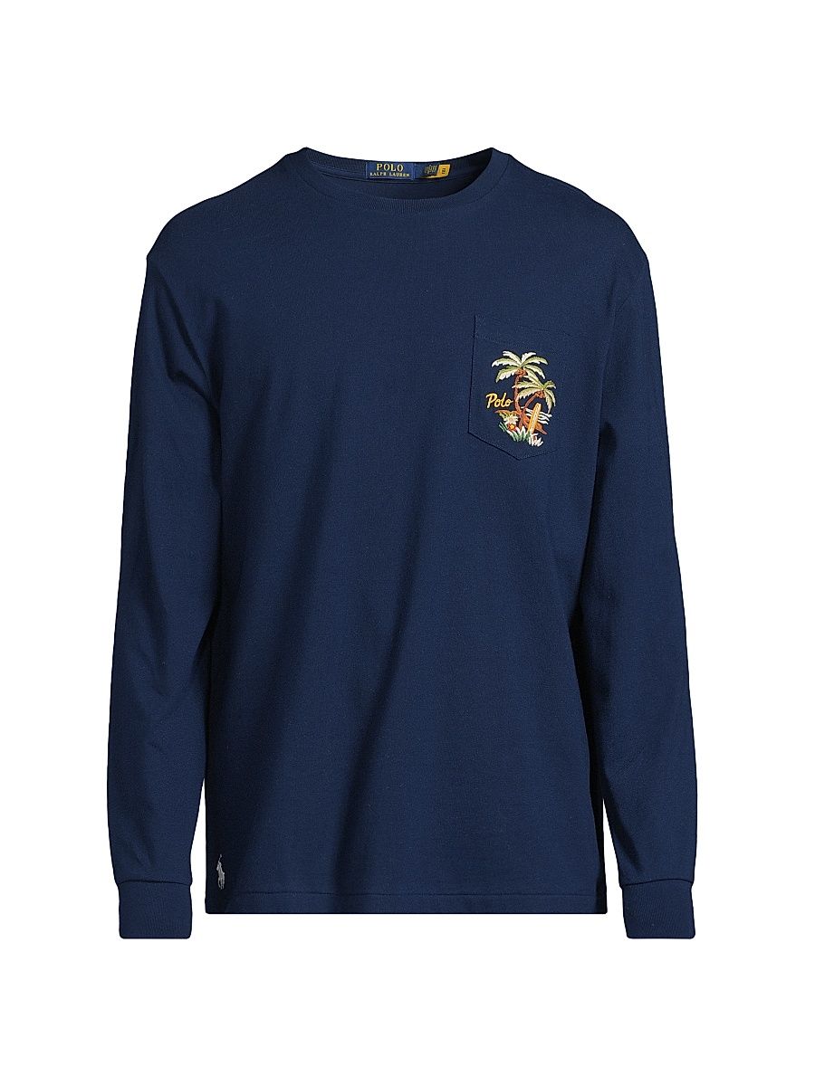 Men's Classic-Fit Embroidered Jersey T-Shirt - Eastside Royal - Size Medium