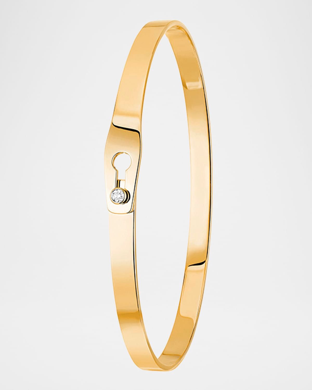 Serrure 18K Yellow Gold Bangle Bracelet with 1 Diamond