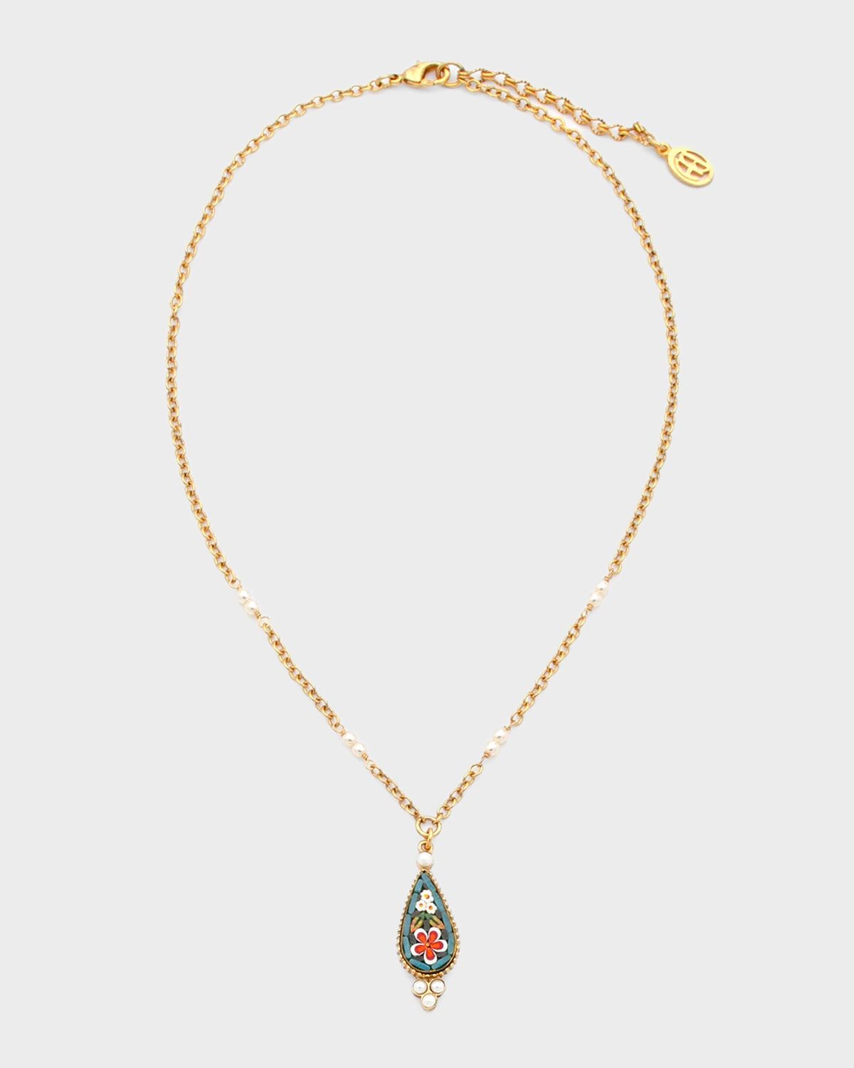 24k Gold-Plated Mosaic Pendant Chain Necklace