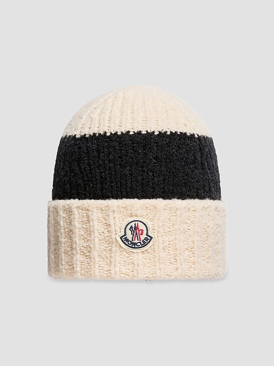 Men's Hat in Wool Blend - Black Beige