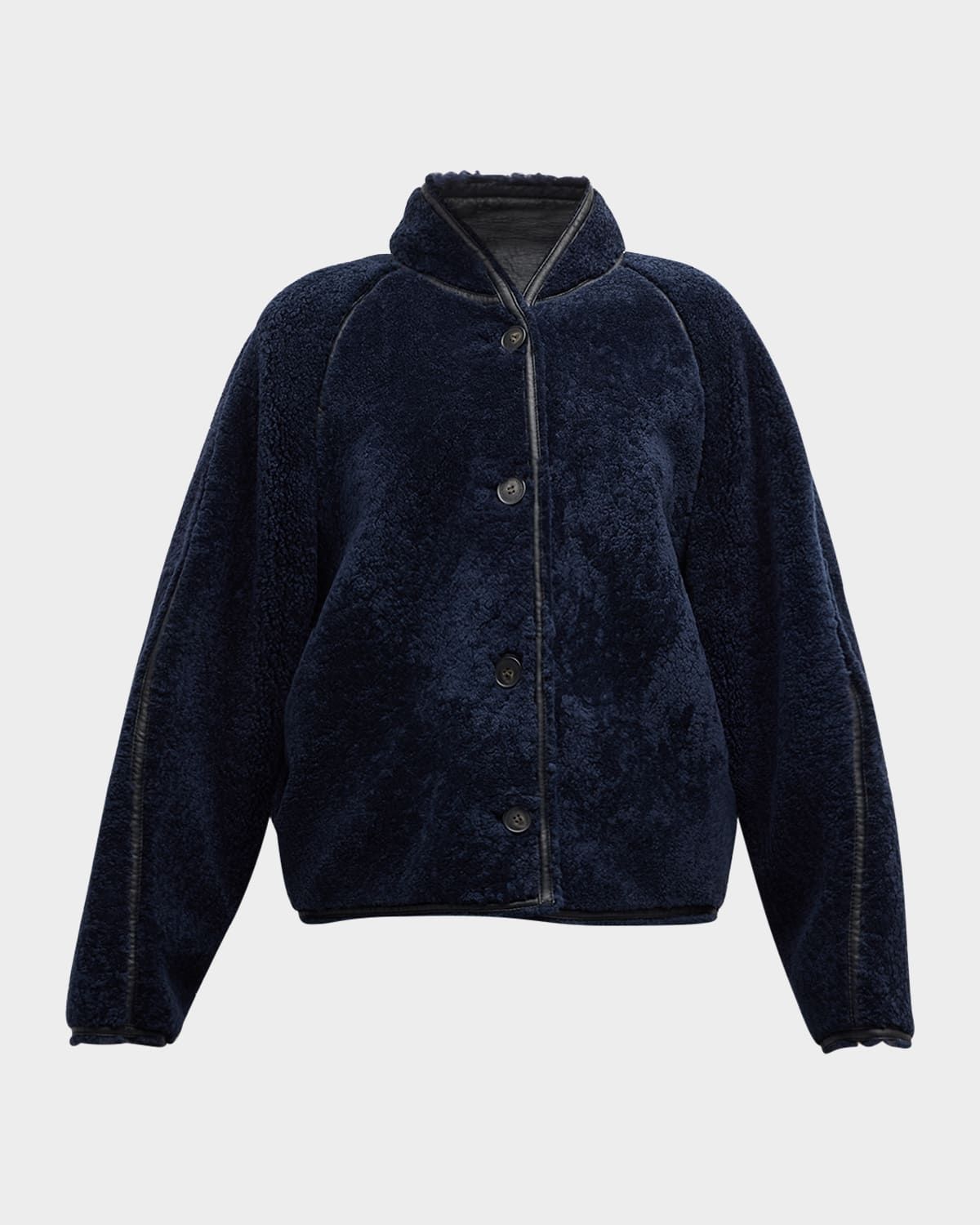 Dino Leather-Trim Shearling Jacket