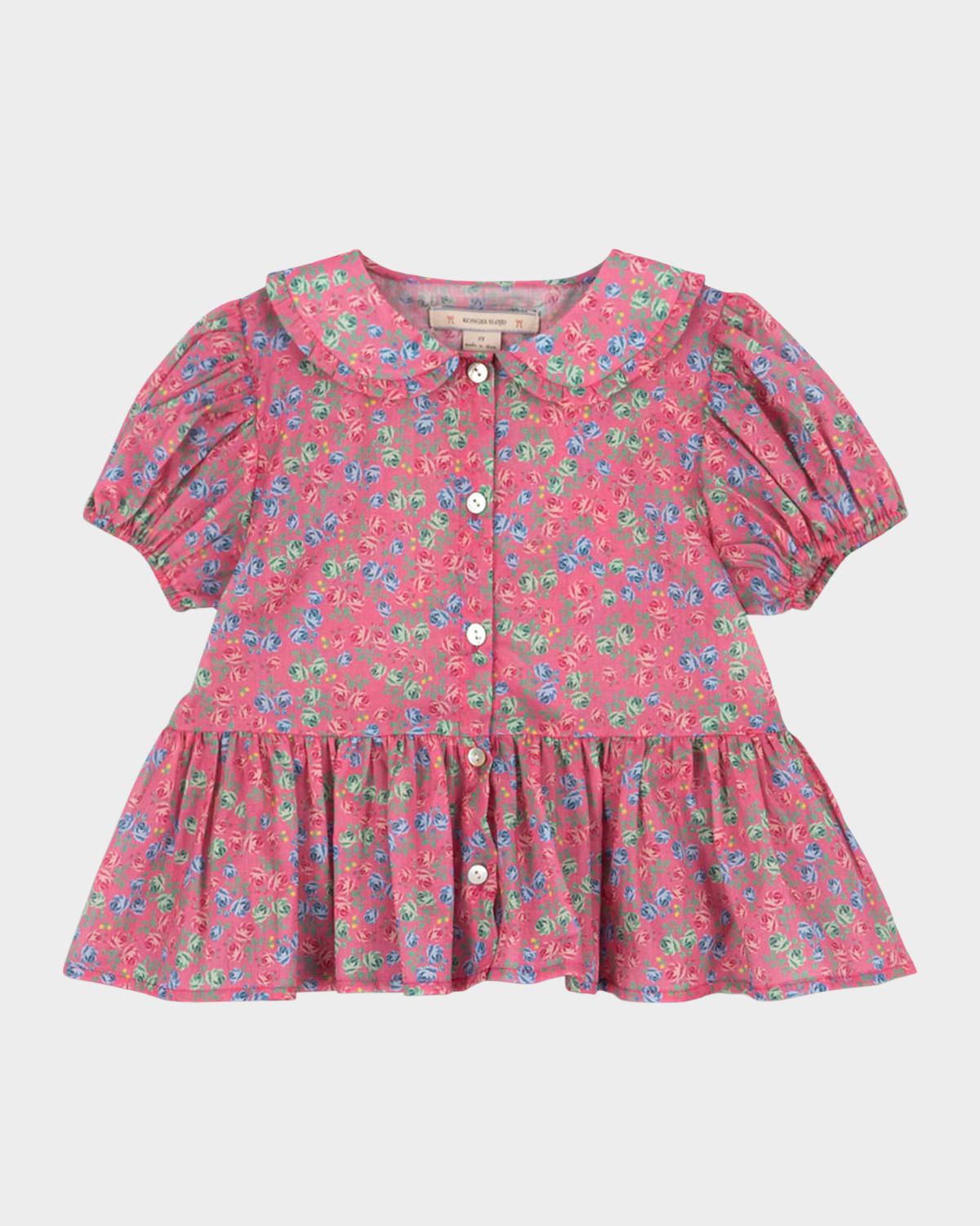 Girl & apos;s Pacey Rose-Print Peplum Shirt, Size 18M-10