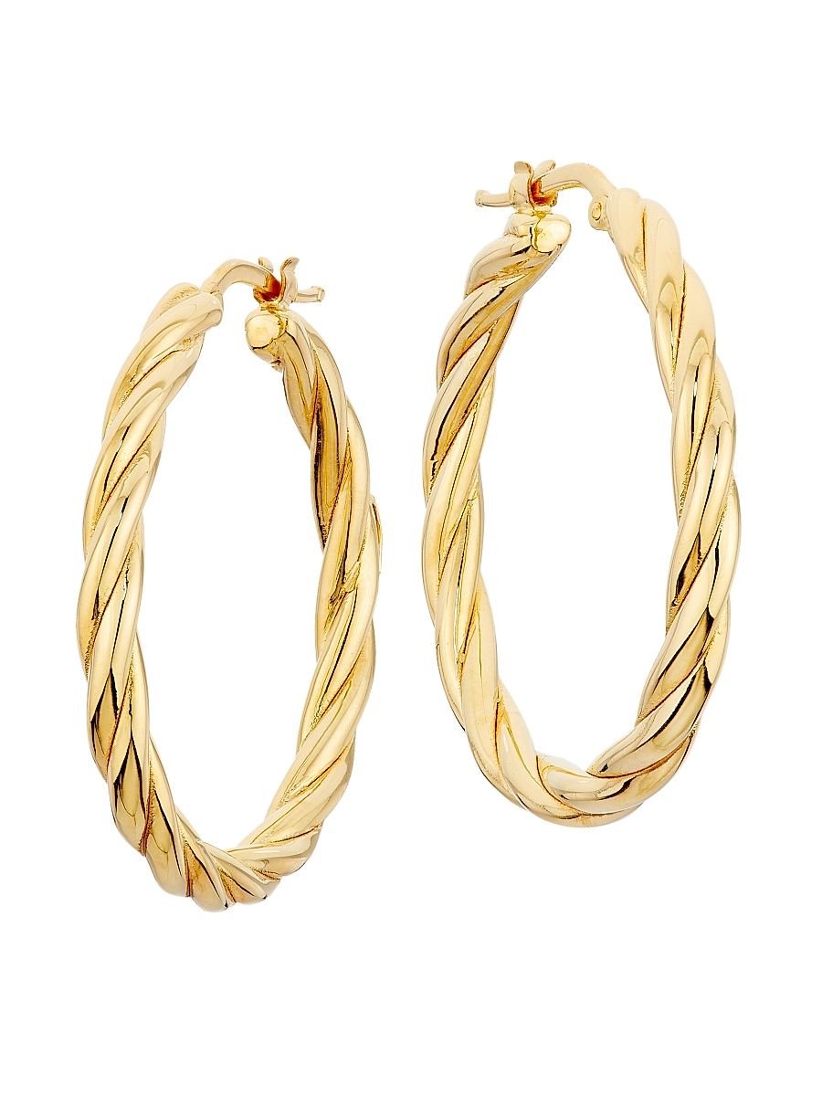 Women's Twisted 18K Yellow Gold Hoop Earrings - Yellow Gold