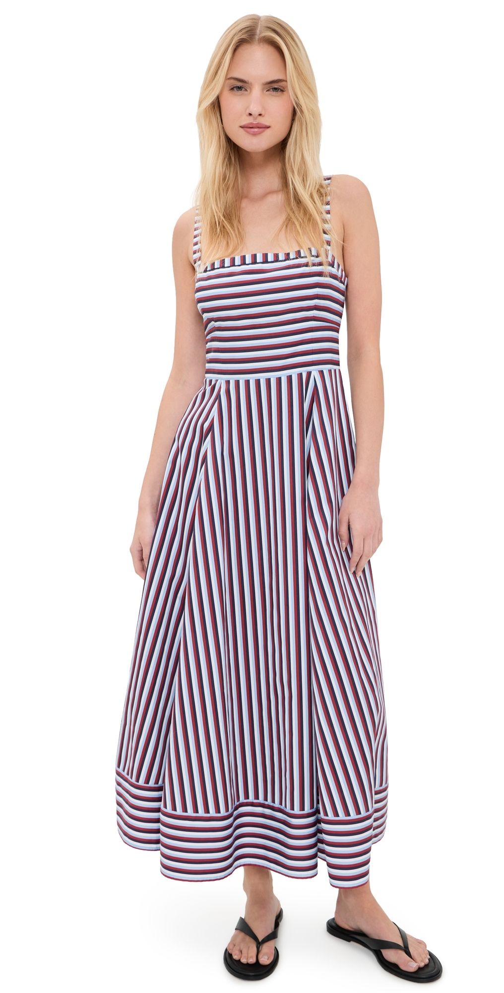 Hill House Home The Margot Midi Dress Red/White/Blue Stripe XXL