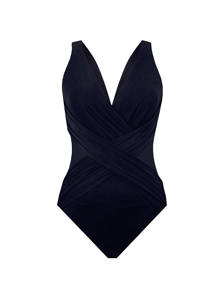 Miraclesuit Swim Women's Illusionists Cross-Over One-Piece Swimsuit - Black - Size 14