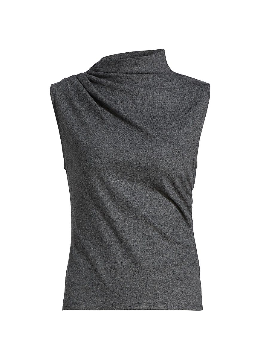 Women's Mylie Stretch-Wool-Blend Sleeveless Top - Medium Heather Grey - Size Large