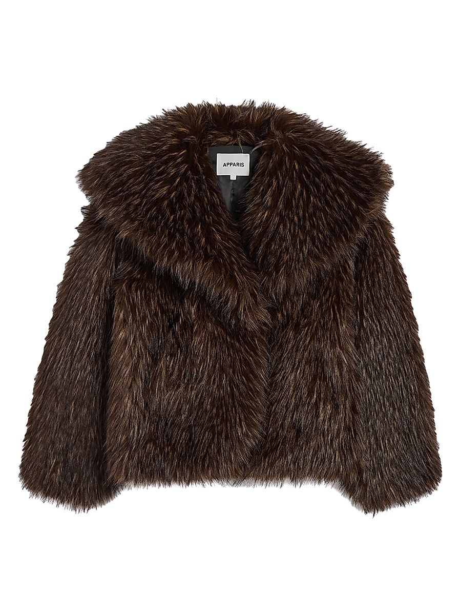 Women's Yara Faux-Fox Fur Coat - Dark Brown - Size Medium