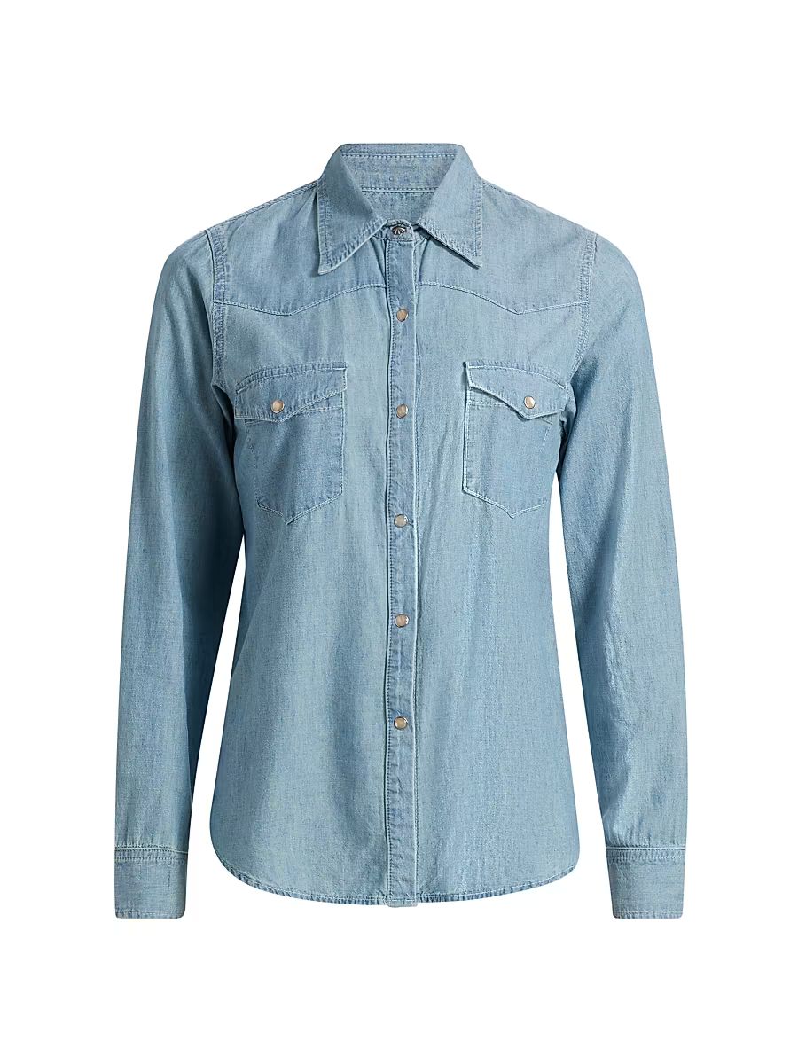 Women's Travis Cotton Chambray Shirt - Indigo Chambray - Size XS