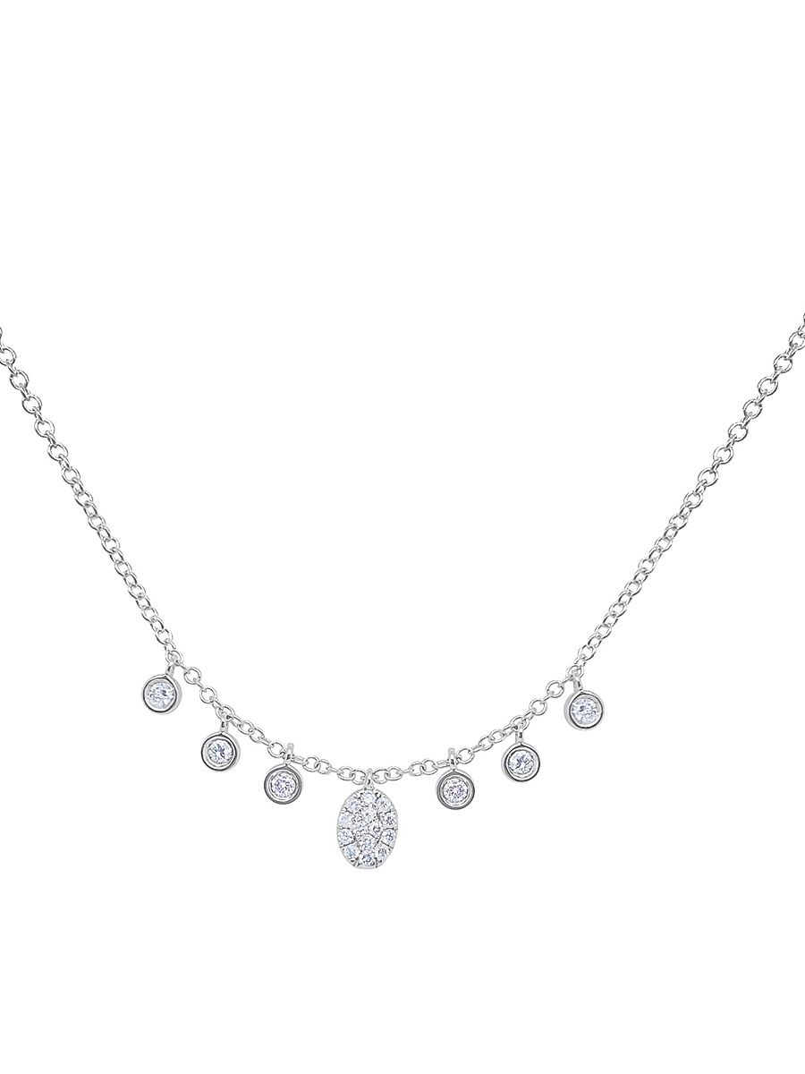 Women's 14K-White-Gold & .16 TCW Diamond Disc Necklace - White Gold
