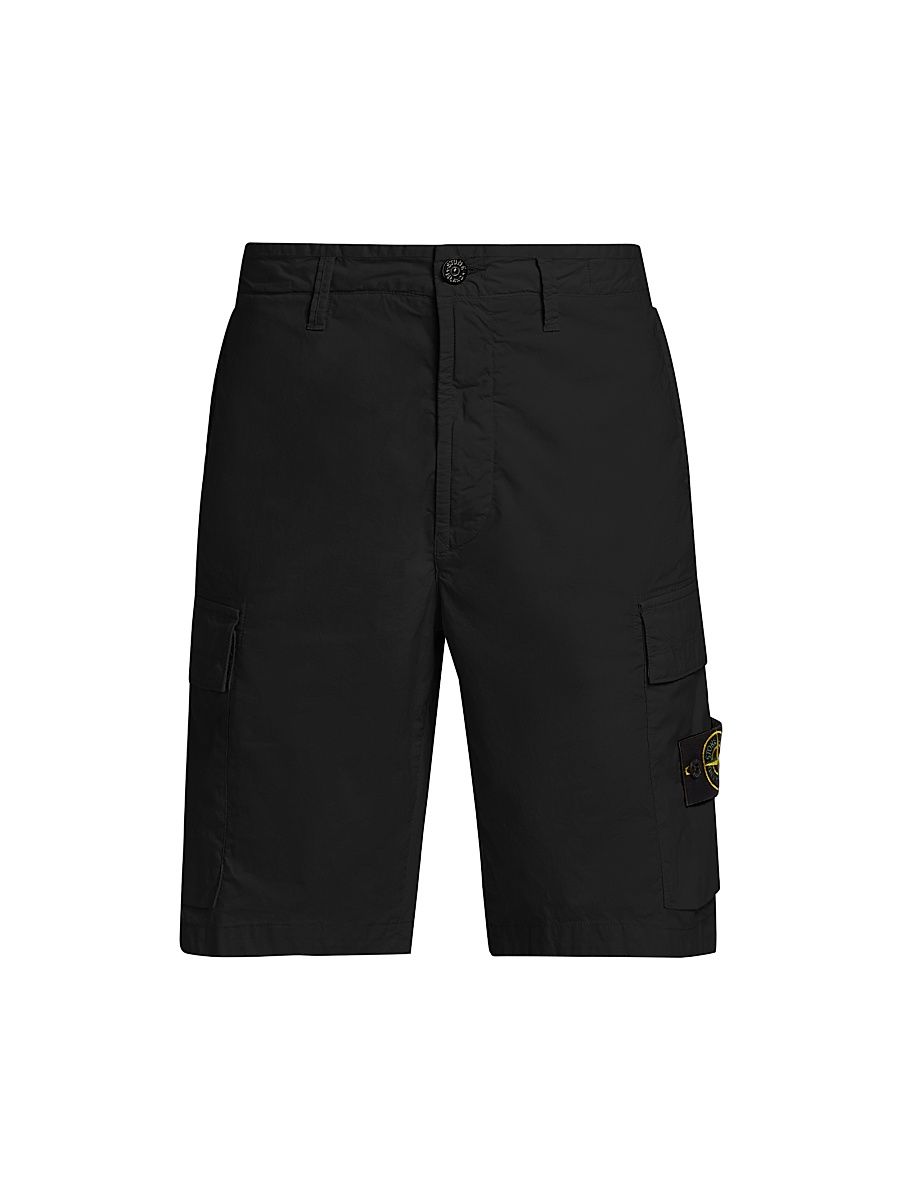 Men's Cotton-Blend Bermuda Shorts - Black - Size 32