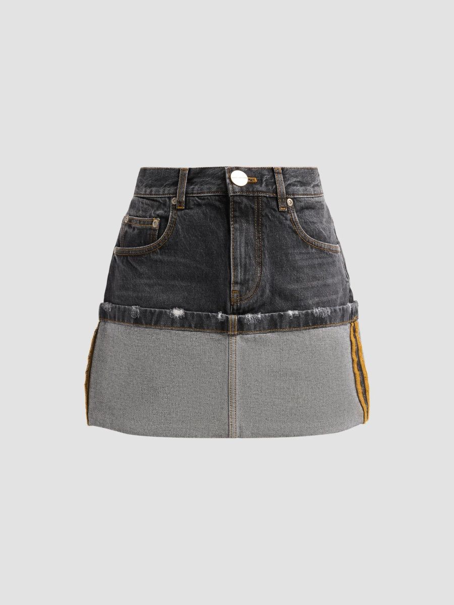Marc Jacobs Women's Cuffed Denim Mini Skirt - Asphalt Wash - Size 24
