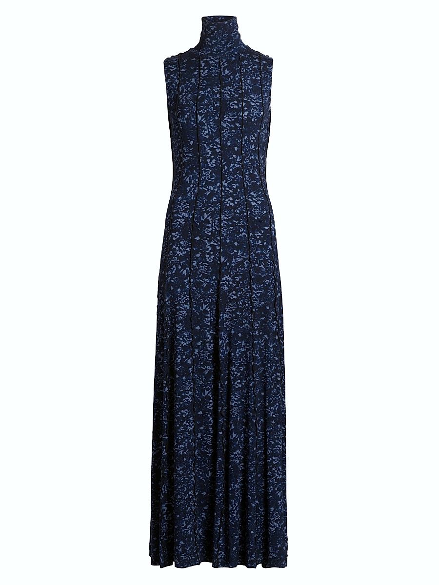 Women's Valentina Printed Jersey Maxi Dress - Navy Slate - Size Large