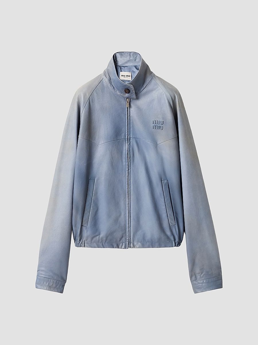 Women's Nappa Leather Jacket - Blue - Size 2